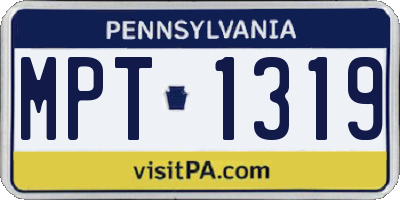 PA license plate MPT1319