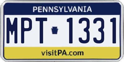 PA license plate MPT1331