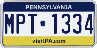 PA license plate MPT1334