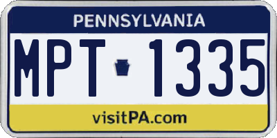 PA license plate MPT1335