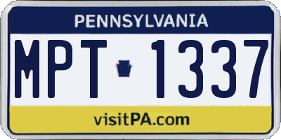 PA license plate MPT1337