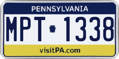 PA license plate MPT1338