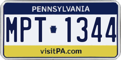 PA license plate MPT1344