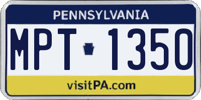 PA license plate MPT1350