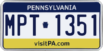 PA license plate MPT1351
