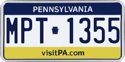 PA license plate MPT1355