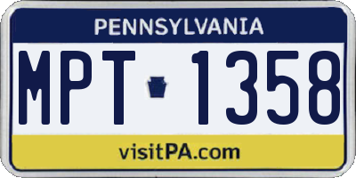 PA license plate MPT1358