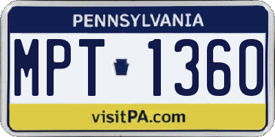 PA license plate MPT1360