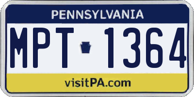 PA license plate MPT1364