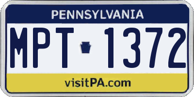 PA license plate MPT1372