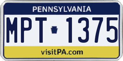 PA license plate MPT1375