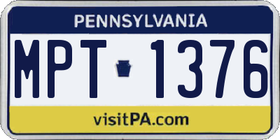 PA license plate MPT1376