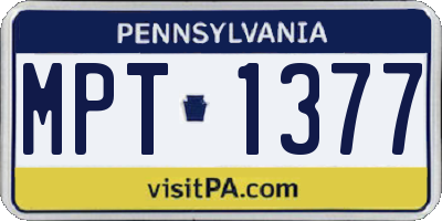 PA license plate MPT1377