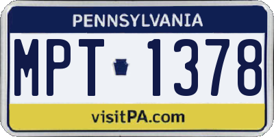 PA license plate MPT1378