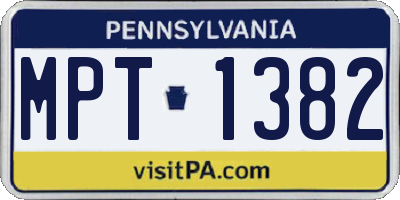 PA license plate MPT1382