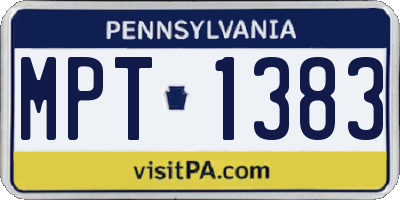 PA license plate MPT1383