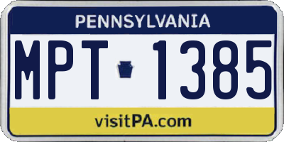 PA license plate MPT1385