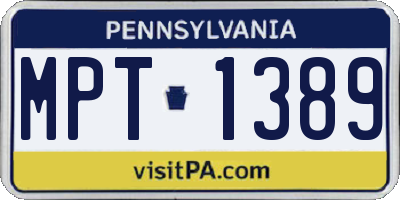 PA license plate MPT1389