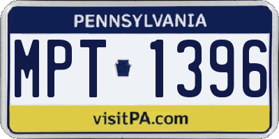 PA license plate MPT1396