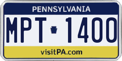 PA license plate MPT1400