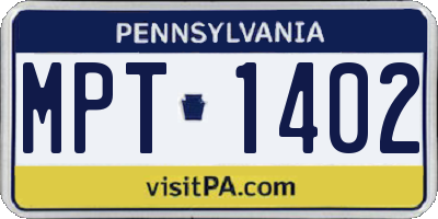 PA license plate MPT1402