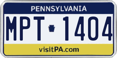 PA license plate MPT1404