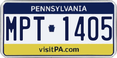 PA license plate MPT1405