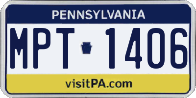 PA license plate MPT1406
