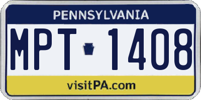 PA license plate MPT1408