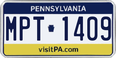 PA license plate MPT1409
