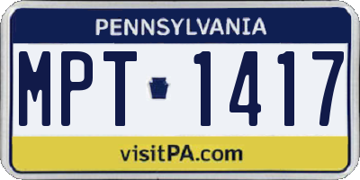 PA license plate MPT1417