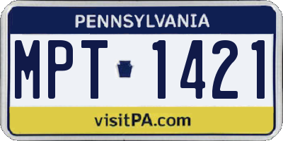 PA license plate MPT1421