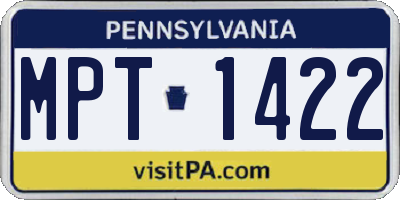 PA license plate MPT1422