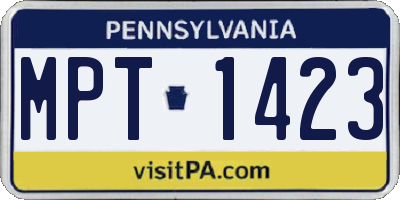PA license plate MPT1423