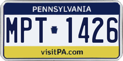 PA license plate MPT1426