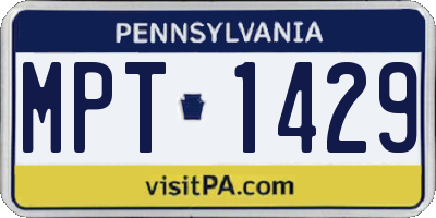 PA license plate MPT1429