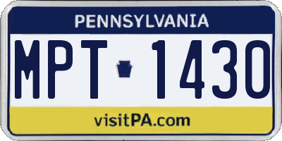 PA license plate MPT1430