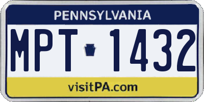 PA license plate MPT1432