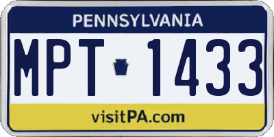 PA license plate MPT1433