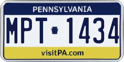 PA license plate MPT1434