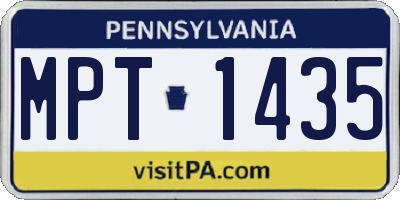 PA license plate MPT1435