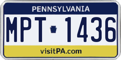 PA license plate MPT1436