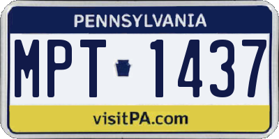 PA license plate MPT1437