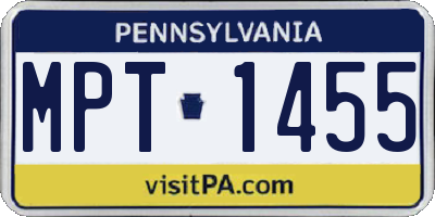 PA license plate MPT1455