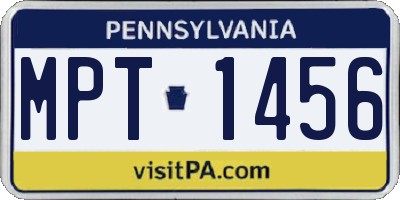 PA license plate MPT1456