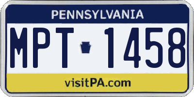 PA license plate MPT1458