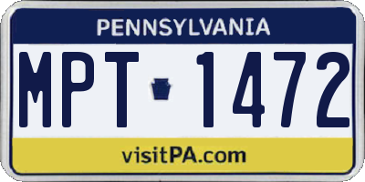 PA license plate MPT1472