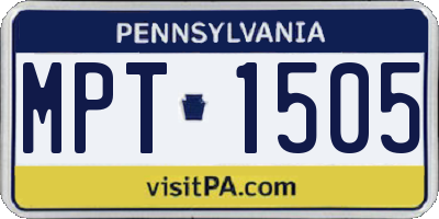 PA license plate MPT1505