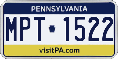 PA license plate MPT1522