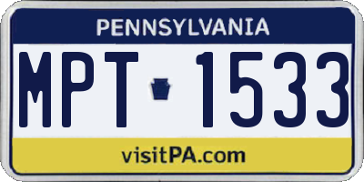 PA license plate MPT1533